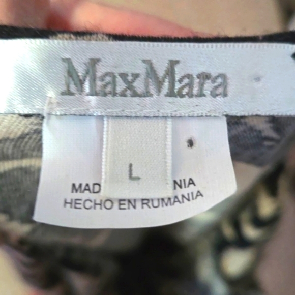 MAX MARA Long Sleeve Animal Print Blouse Shirt Top Sz Large Abstract Wrap - Picture 12 of 13